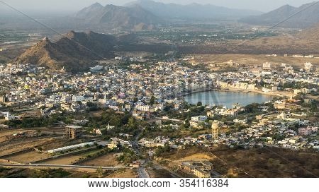 Salvitri Mata Temple At Dusk,overlooking Pushkar,rajasthan,india.