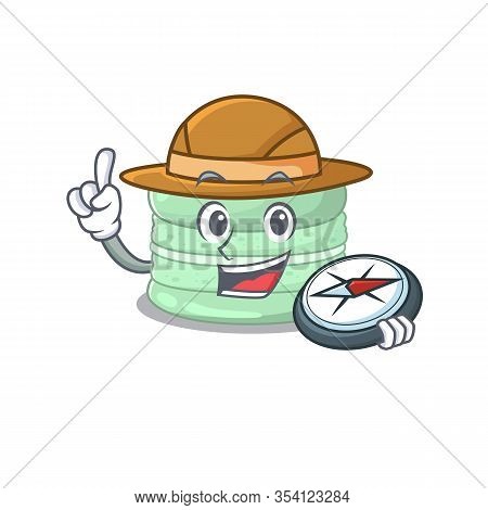 Pistachio Macaron Experienced Explorer Using A Compass