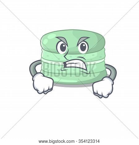 Pistachio Macaron Cartoon Character Style Having Angry Face