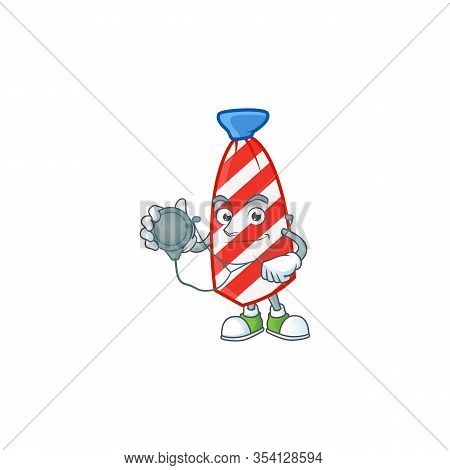 Usa Stripes Tie Mascot Icon Design As A Doctor Working Costume With Tools