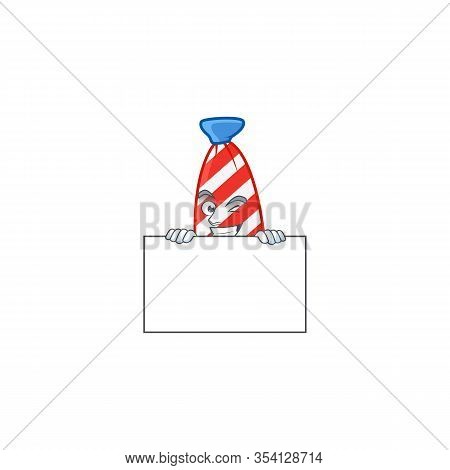 Usa Stripes Tie Cartoon Character With Funny Face Hides Behind A Board