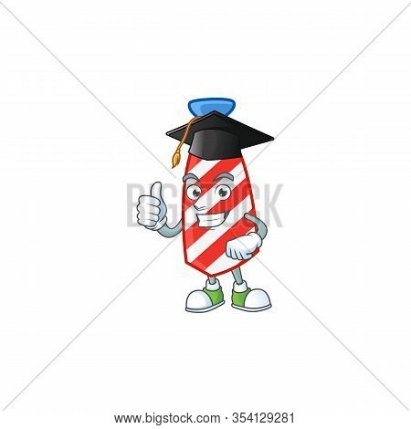 A Happy Character Of Usa Stripes Tie In A Black Graduation Hat