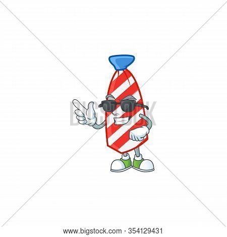 Super Cool Usa Stripes Tie Mascot Character Wearing Black Glasses