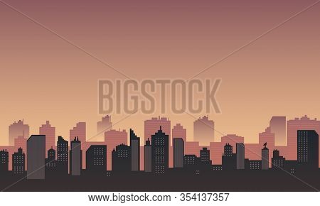 Panorama Of The City With Buildings Skycraper.