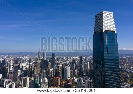 Kuala Lumpur City Skyline With Blue Sky