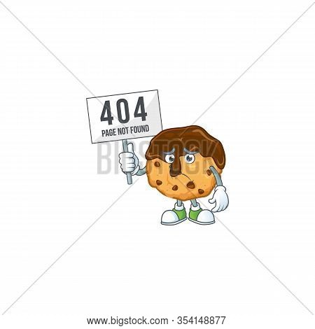 Cheerless Face Chocolate Chips With Cream Mascot Style Design Raised Up A Board