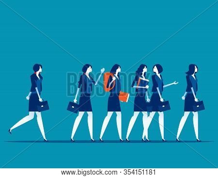 Group Business People Go To Work. Concept Business Meeting Vector Illustration, Professional, Collea