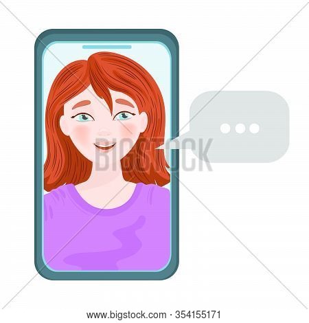 Girl Message Internet Friend Talking Market Communication Business Vector Illustration Set For Print