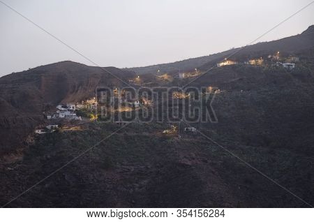 Village Of Ronda At Dawn. The Nublo Rural Park. Tejeda. Gran Canaria. Canary Islands. Spain.
