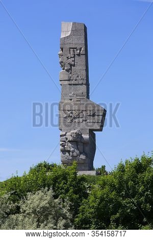 Gdansk - Westerplatte, Poland - June 5, 2018: Westerplatte Monument In Memory Of The Polish Defender