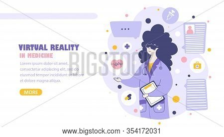 Virtual Reality Medical Services Vector Landing Page Template