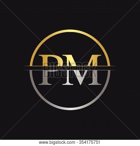 Initial Monogram Letter Pm Logo Design Vector Template. Pm Letter Logo Design