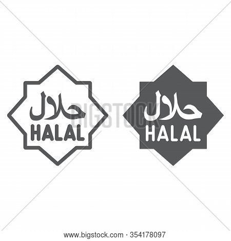 Halal Line And Glyph Icon, Islam And Religion, Halal Product Sign, Vector Graphics, A Linear Pattern