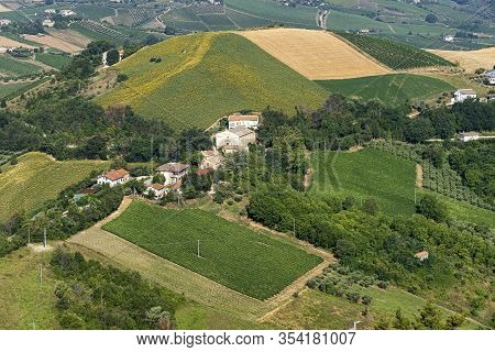 Rural Landscape At Summer From Ripatransone, Ascoli Piceno, Marches, Italy