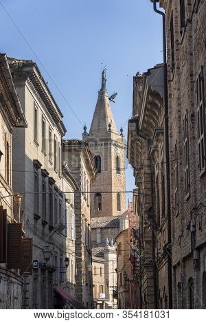 Ripatransone, Ascoli Piceno, Marches, Italy: Typical Street Of The Historic Town At Morning