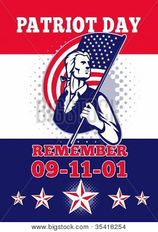 Yhdysvaltalainen Patriot Day juliste 911-Onnittelukortti