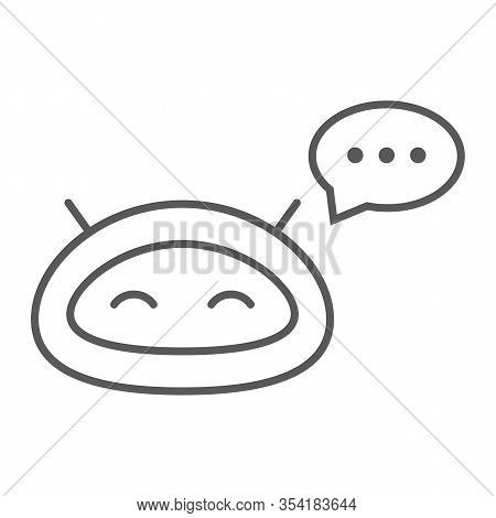 Chatbot Thin Line Icon, Technology And Bot, Chatterbot Sign, Vector Graphics, A Linear Pattern On A 