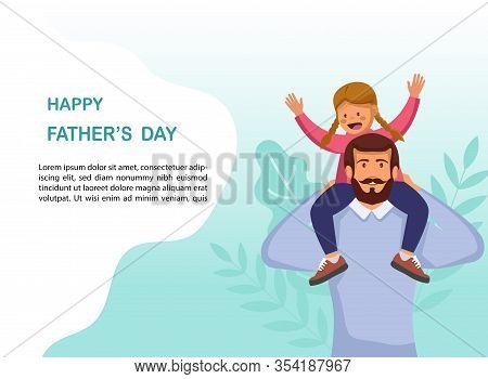 Greeting Card Happy Fathers Day. Vector Illustration Of A Flat Design - Stock Vector. Happy Fathers 