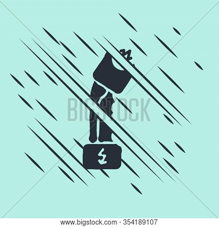 Black Police Electric Shocker Icon Isolated On Green Background. Shocker For Protection. Taser Is An