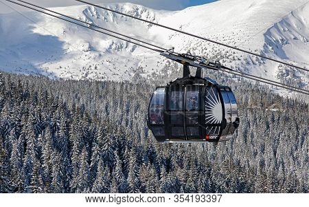 Demanovska Dolina, Slovakia - March 17: Cabin Of Ropeway Funitel In Resort Jasna At Low Tatras Mount