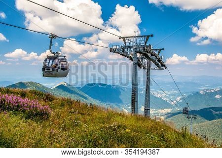 Vratna, Slovakia - August 7: Cabin Of Cableway At Mountain Range Mala Fatra On August 7, 2015 In Vra