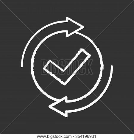 Checking Process Chalk Icon. Successfully Checked. Approved. Testing. Checkmark. Check Mark With Cir