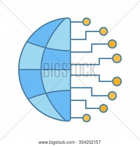 Big Data Color Icon. Cloud Computing. Neurotechnology Network. Artificial Intelligence. Isolated Vec