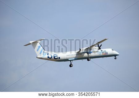 Amsterdam, The Netherlands - July 21st 2016: G-ecot Flybe De Havilland Canada Dhc-8, Approaching Pol