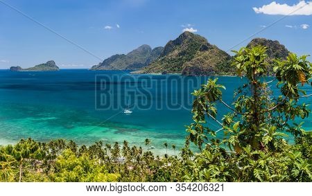Corong Beach, El Nido, Palawan, Philippines Amazing Nature, Panorama View Of Evergreen Islands And B