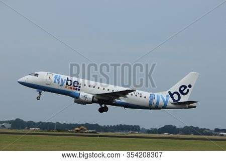 Amsterdam The Netherlands - July 6th, 2017: G-fbje Flybe Embraer Erj-175  Takeoff From Polderbaan Ru