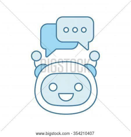 Chatbot With Speech Bubbles Color Icon. Modern Robot. Talkbot Typing Answer. Online Support. Virtual