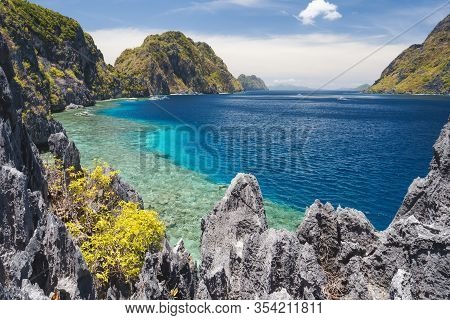 El Nido, Palawan, Philippines. Tapiutan Strait View From Matinloc Island Viewpoint. Bacuit Archipela