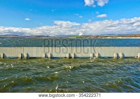 Nechranice, Czech Republic - February 26, 2020: Water On Nechranice Dam
