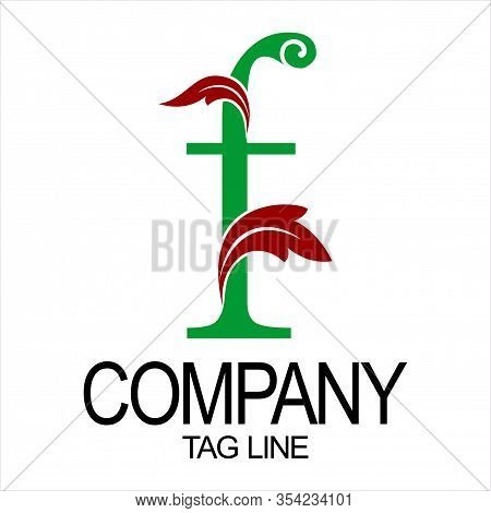 F Letter Logo With Carve Ornament Shape Illustration Vector Design Template