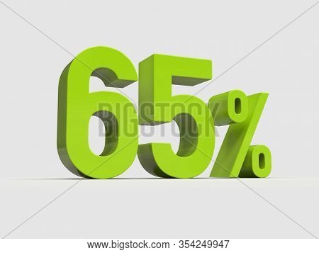 3d Render: Green 65% Percent Discount 3d Sign on Light Background, Special Offer 65% Discount Tag, Sale Up to 65 Percent Off, Sixty-five Percent Letters Sale Symbol, Special Offer Label, Sticker, Tag