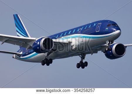 Istanbul / Turkey - March 28, 2019: Azal Azerbaijan Airlines Boeing 787-8 Dreamliner Vp-bbs Passenge