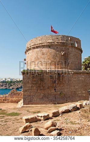 Hidirlik Tower, Karaalioglu Park In The Old Town Kaleici, Antalya, Turkey