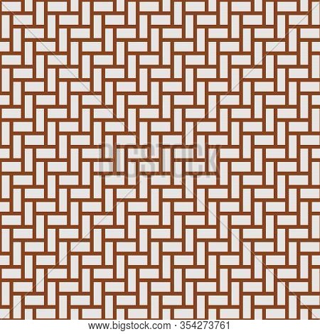 Abstract Design With A Pattern Of White Rectangles With Brown Borders. Parquet Or Bricks Background