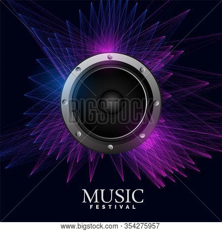 Electro Music Poster With Speaker And Abstract Lines