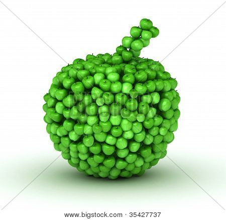 Apple from scattered green apples