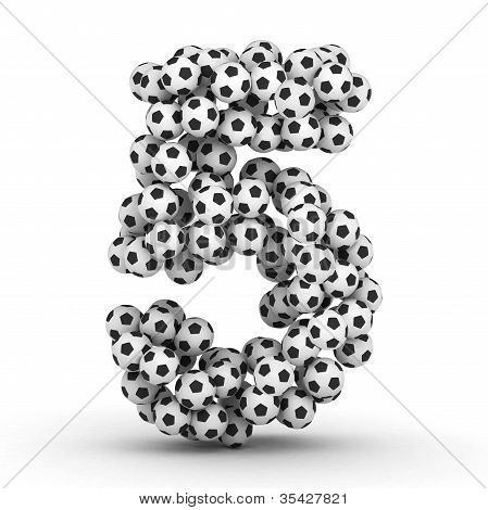 Number 5 from soccer football balls