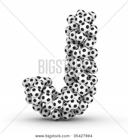 Letter J from soccer football balls