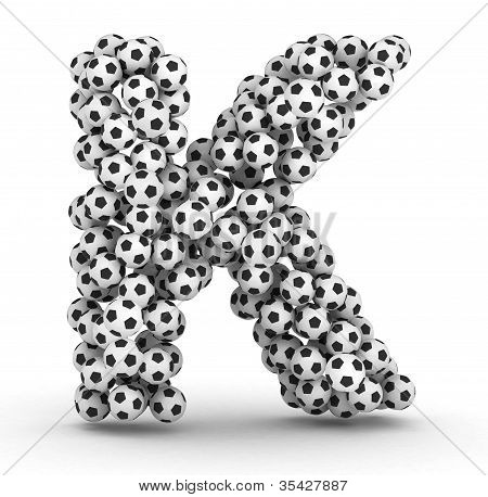 Letter K from soccer football balls