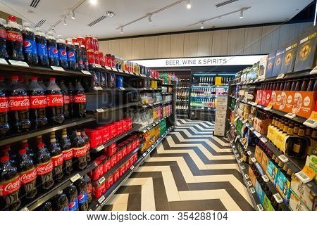 SINGAPORE - JANUARY 20, 2020: interior shot of Jasons Deli at the Shoppes at Marina Bay Sands. Jasons Deli is a supermarket and delicatessen.