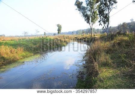 Channel Of River Beas At Ground Of Kaloor Himachal Pradesh India