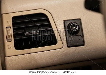 Novosibirsk, Russia -  January 15, 2020: Nissan Xtrail,  Close-up Of The  Side Mirror  Setting Butto