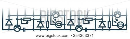 Electronic Circuit With The Use Of Resistors, Transistors, Diodes, Photoresistors. Electricity Schem