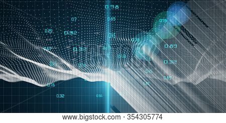 Abstract Futuristic Concept Of Predictive Analyze Data  Flow. Quantum Virtual Cryptography. Business