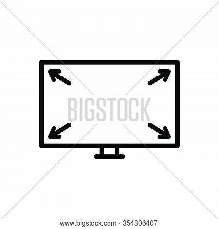 Black Line Icon For Largely Monitor Full-screen System Large Big Great Screen Huge Gigantic Massive