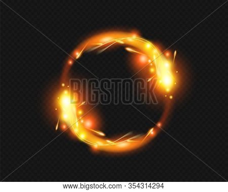 Ring Of Fire Flame On Transparent Background. For Used On Dark Backgrounds. Transparency Only In Vec